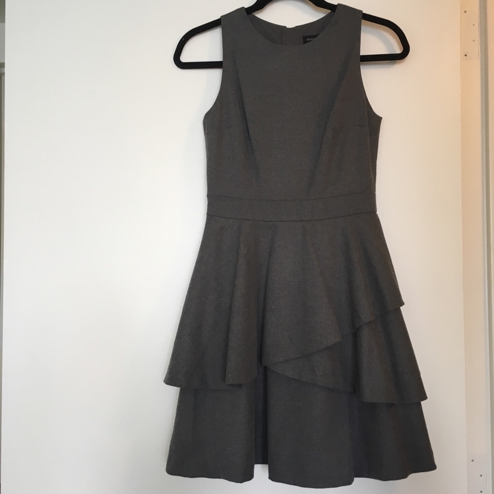 Gray Wool Banana Republic Fit and Flare Dress